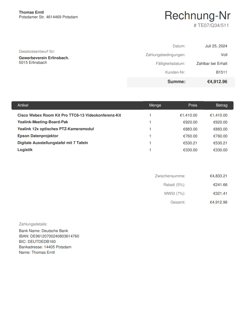 Screenshot Pishing-Mail Rechnung