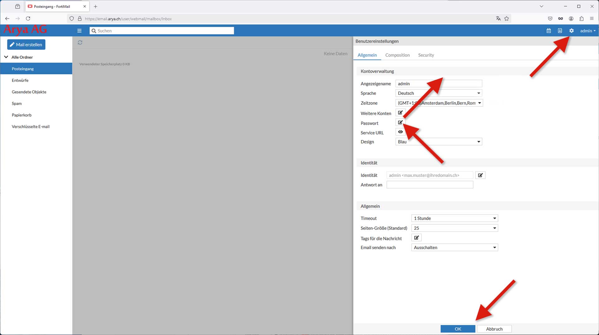 support webmail passwort ändern